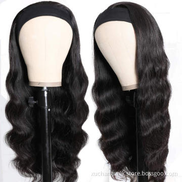 Uniky African American Women Curly Headband Wigs Virgin Human Hair Headband Wig